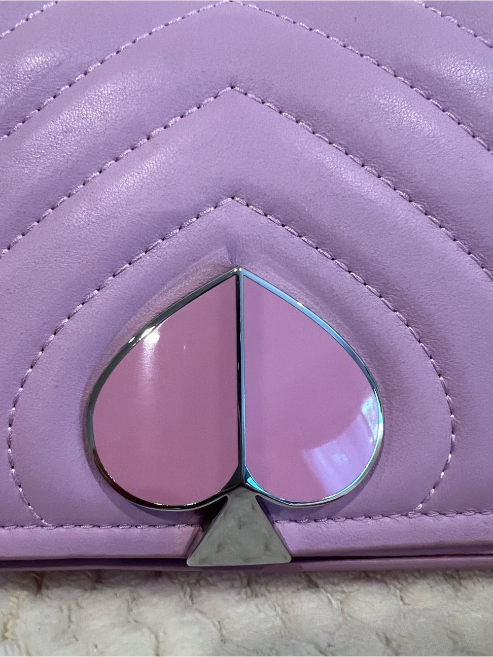 Kate Spade Lavender Quilted Shoulder Bag with Pink Spade Accent